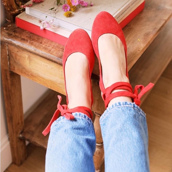 Sezane Red Nina Flats - Picture 2 of 7